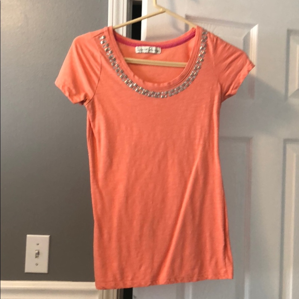 peach studded shirt